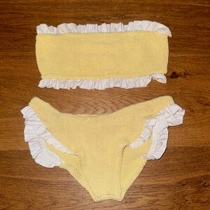 Pandora Skyes X Hunza G yellow ruffle bikini